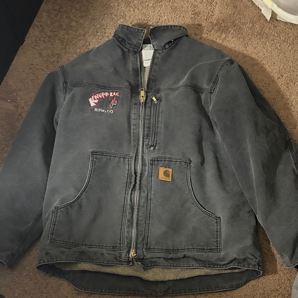 Carhartt Charcoal Jacket with Embroidered Company Patch